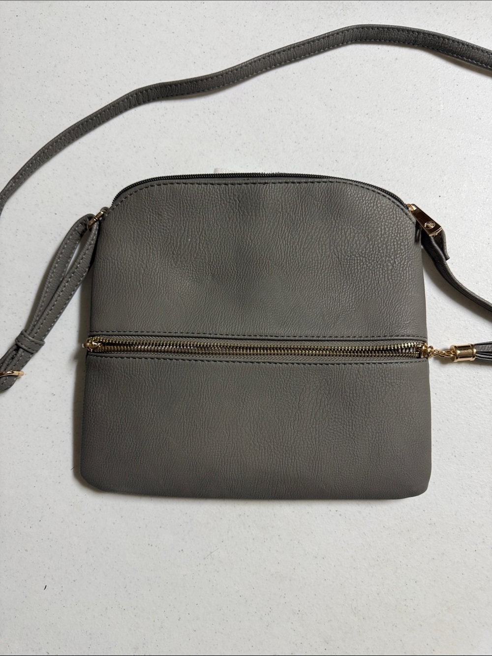 Everyday Crossbody Bag in Gray with Gold Accents